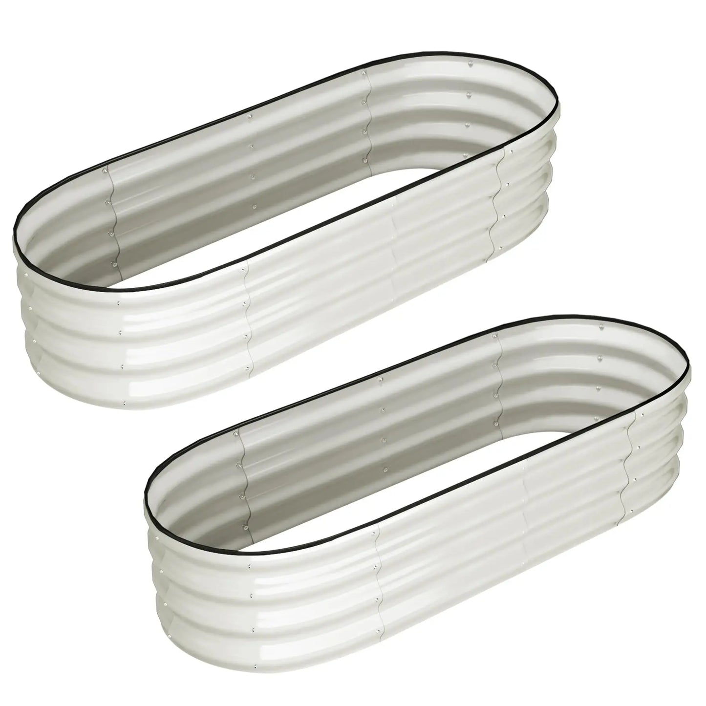 HiMISS 2 Pack Oval Raised Garden Bed Galvanized Metal Planter Box