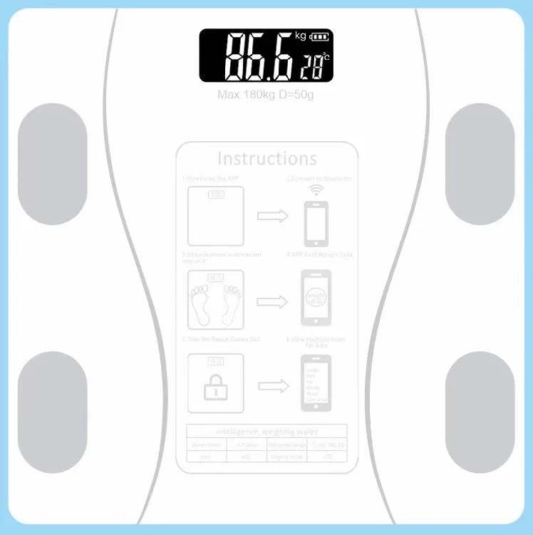Smart Wireless Body Fat Scale With App Bluetooth Compatible