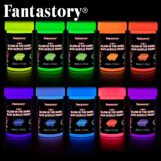 Acrylic Paint Set Multisurface Luminescent Glow In Dark PigmentConcentrationMatrix Formula