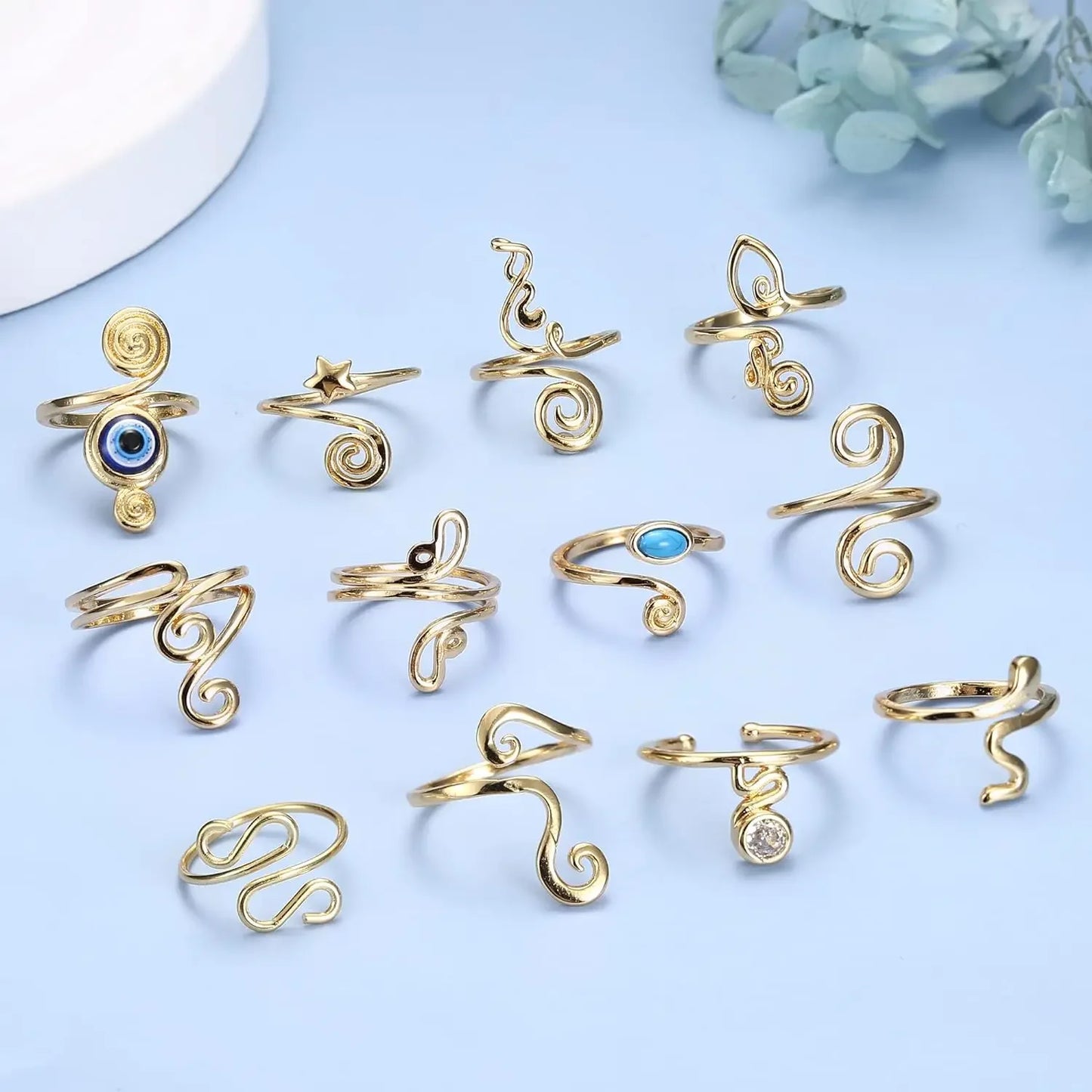 Three Piece Adjustable Toe Rings for Women Open Geometric Jewelry