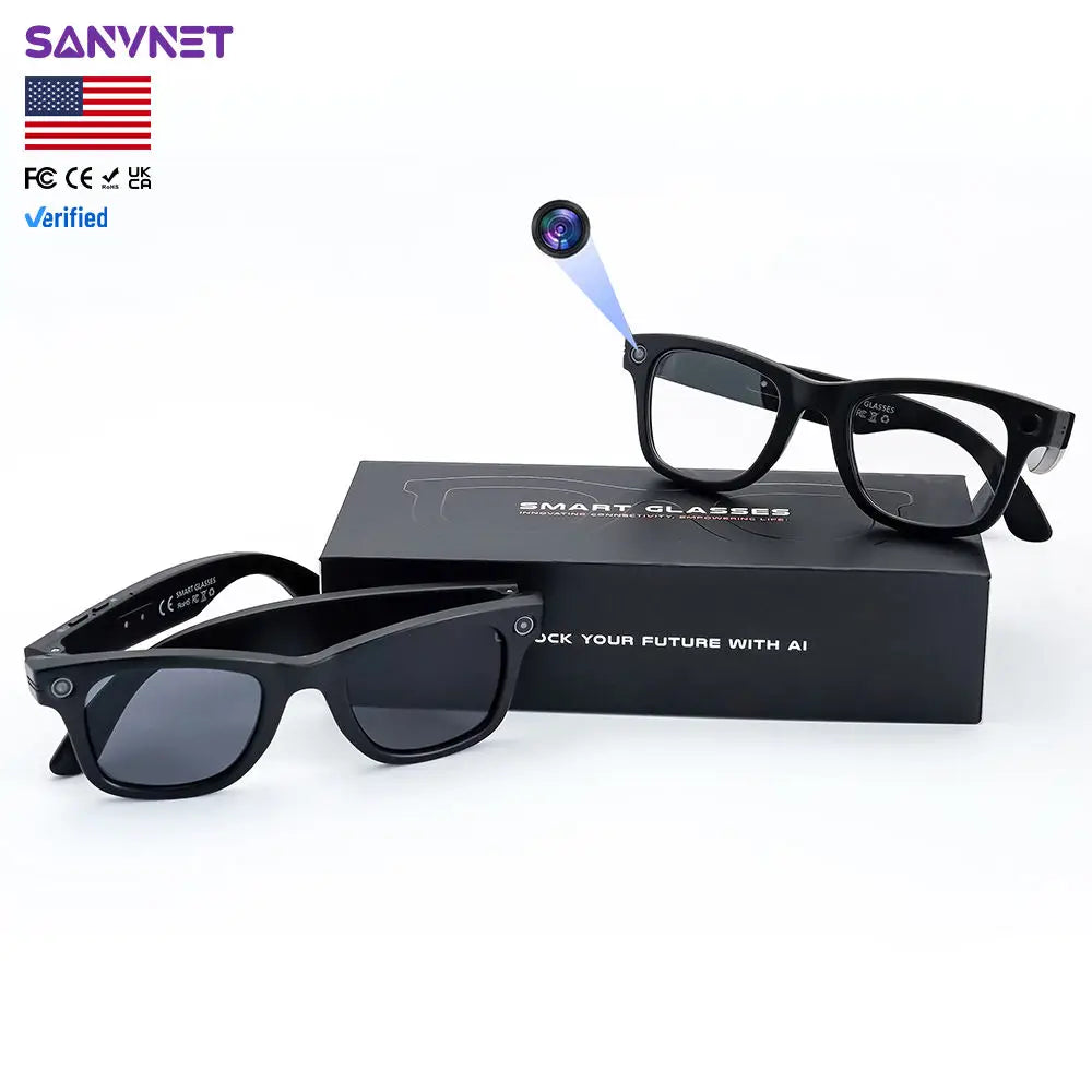 GS4 Max Smart Glasses Dual Lenses 8MP 1080P Video AI Translation