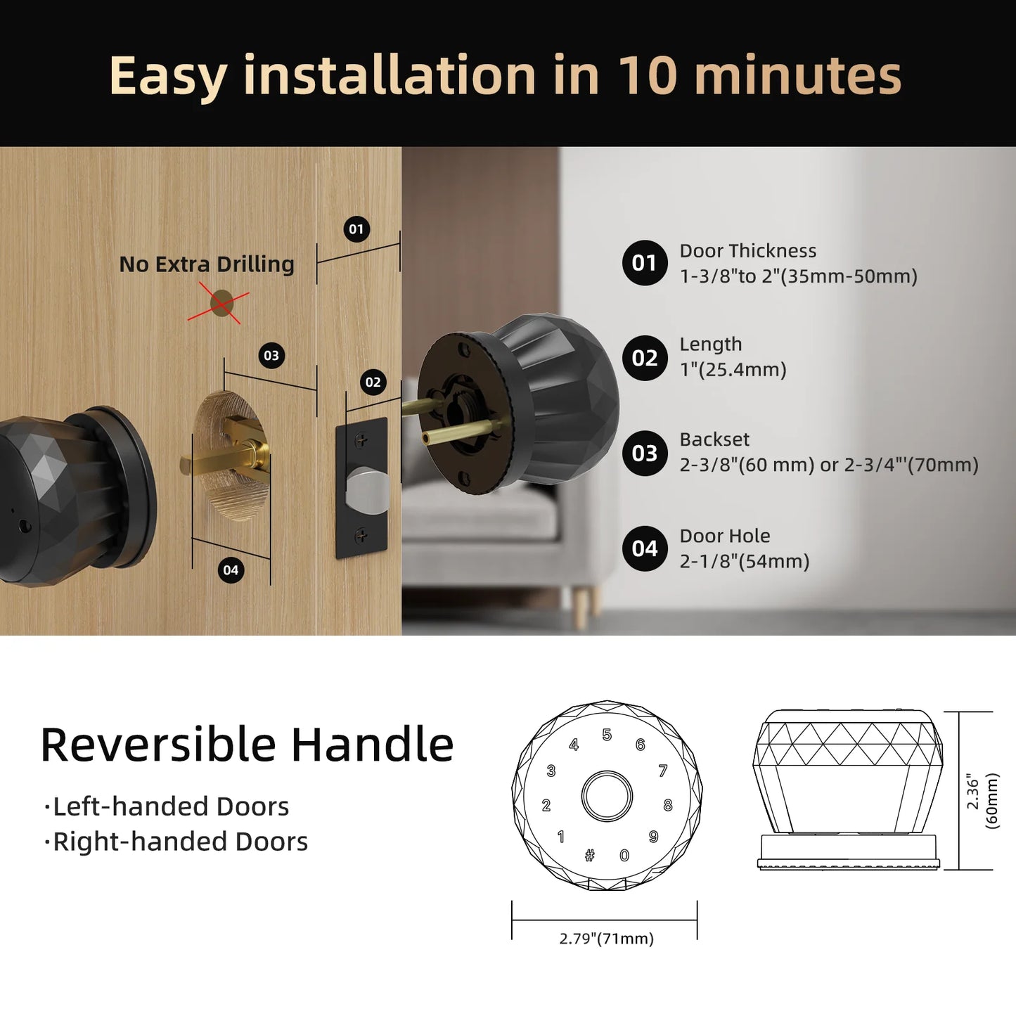 Viladepot Smart Lock Fingerprint Door Lock App Control Type C