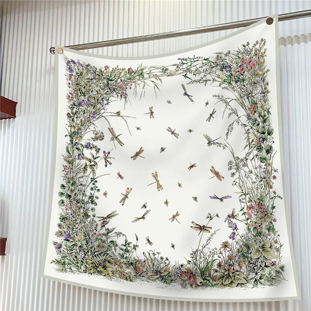 Elegant Silk Floral Square Scarf for Women Hijab Shawl Accessory