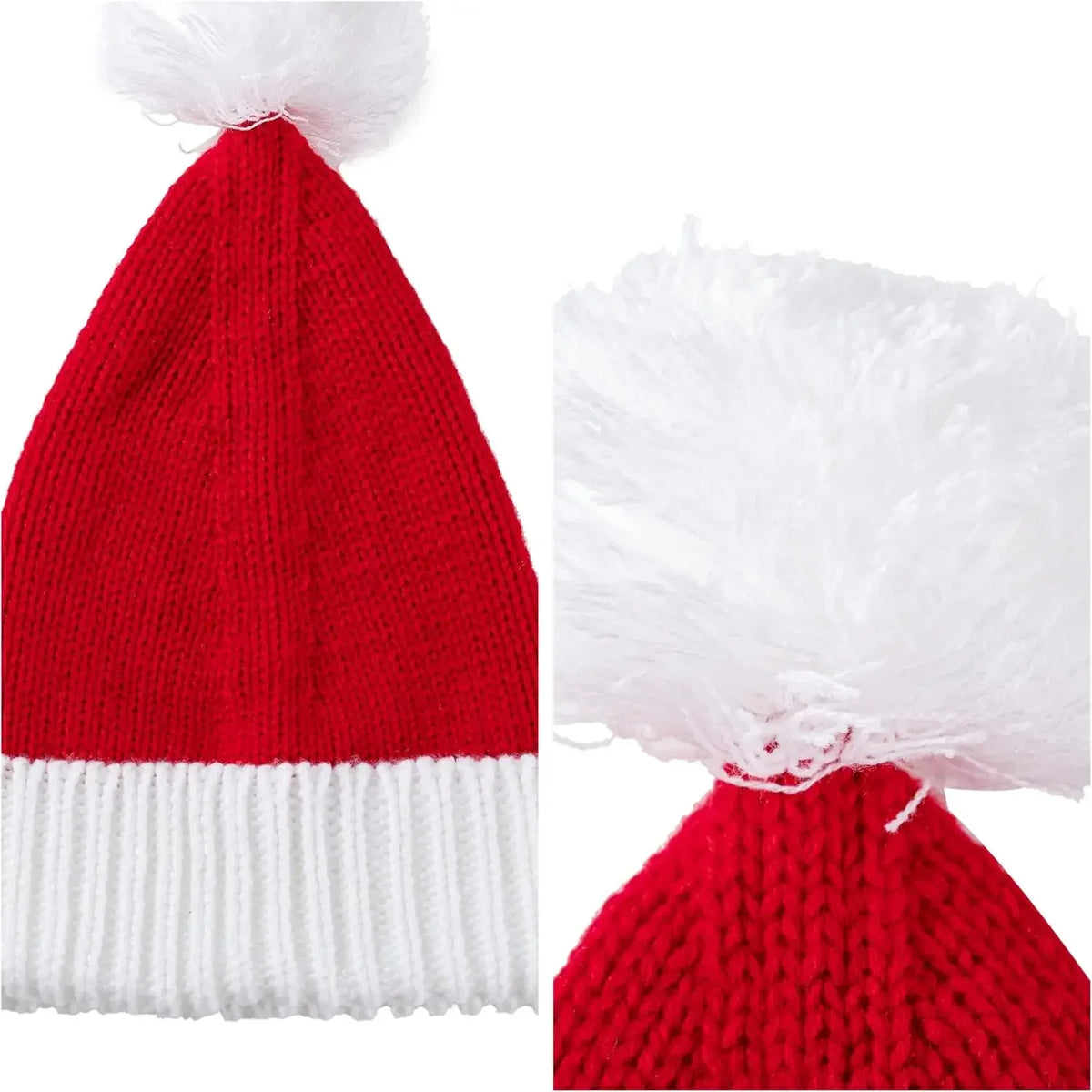 Knitted Santa Elf Hat With Pom Poms For Christmas Parties