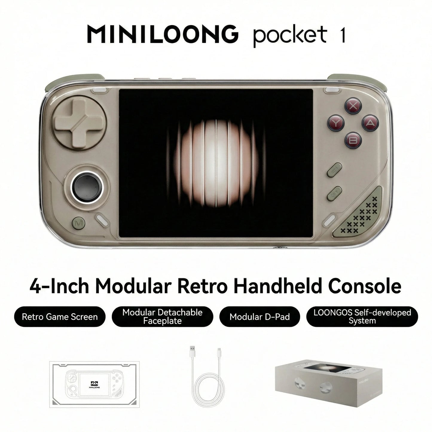 Miniloong Pocket 1 Modular Retro Handheld Emulator With IPS Display