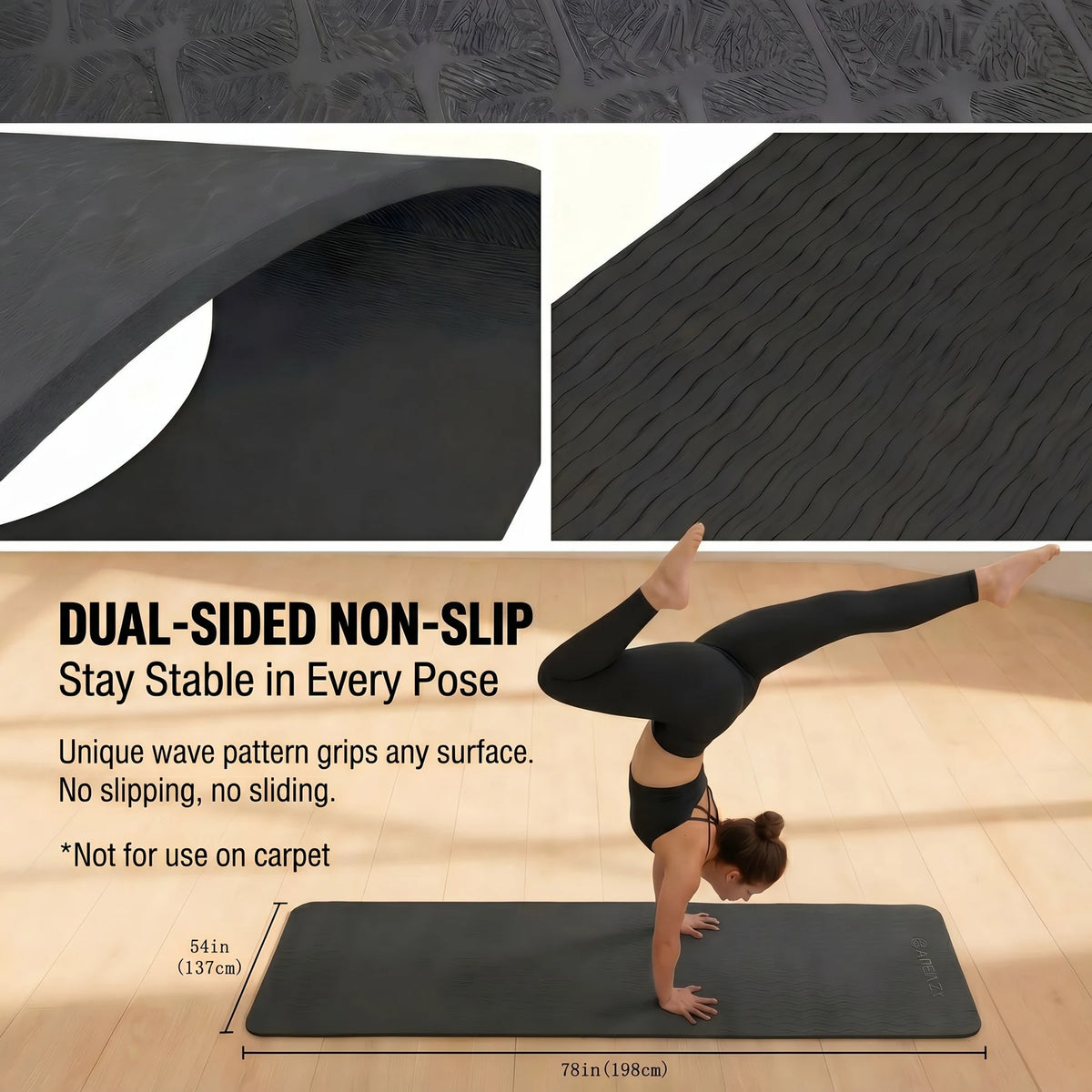 Hapbear Premium TPE Double Sided Non Slip Yoga Mat Bag