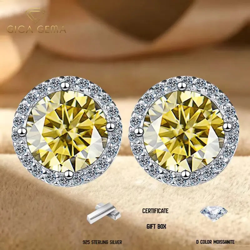 Premium Sterling Silver Moissanite Stud Earrings For Women