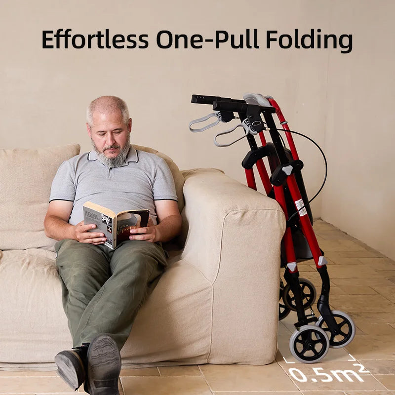 Maidesite Rollator Walker With Seat And Backrest For Seniors