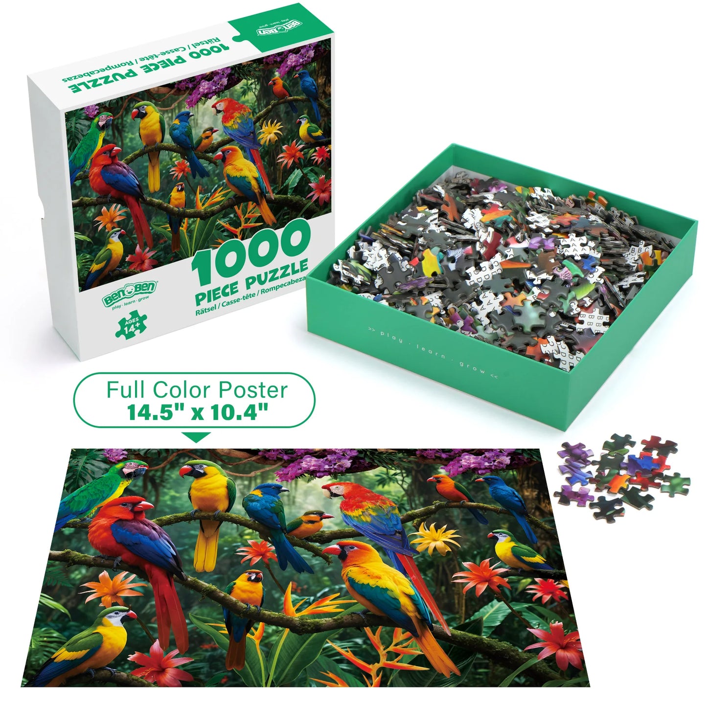 Parrots in the Jungle 1000 Piece Jigsaw Puzzle For Adults Women Men Birthday Christmas Gifts For Thanksgiving Home Decoration