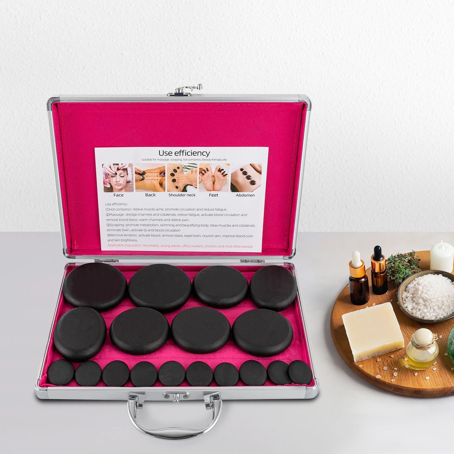 Volcanic Stone Massage Kit With Heating Box For Muscle Relief