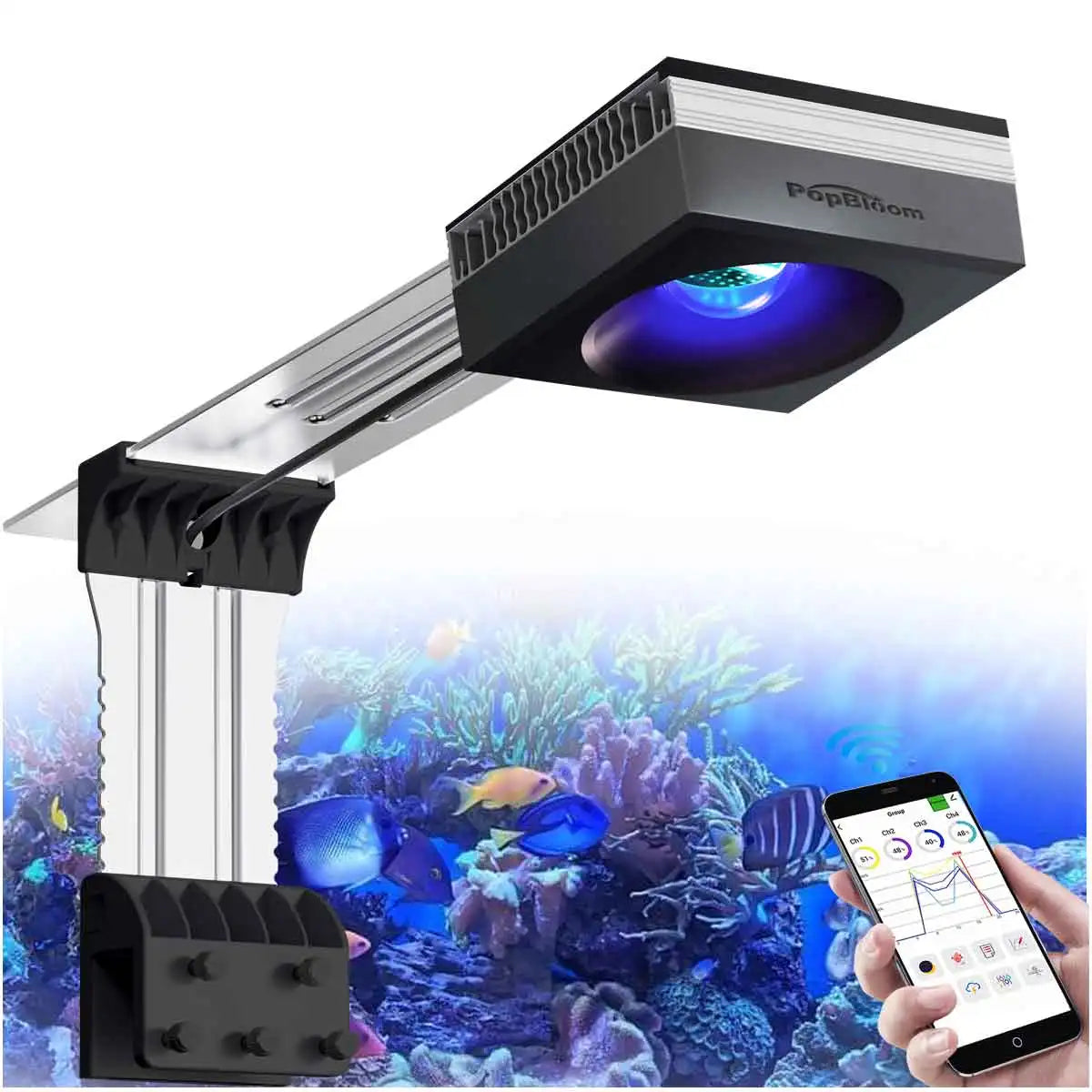 PopBloom RL90 WiFi Reef Aquarium Light 100W LED