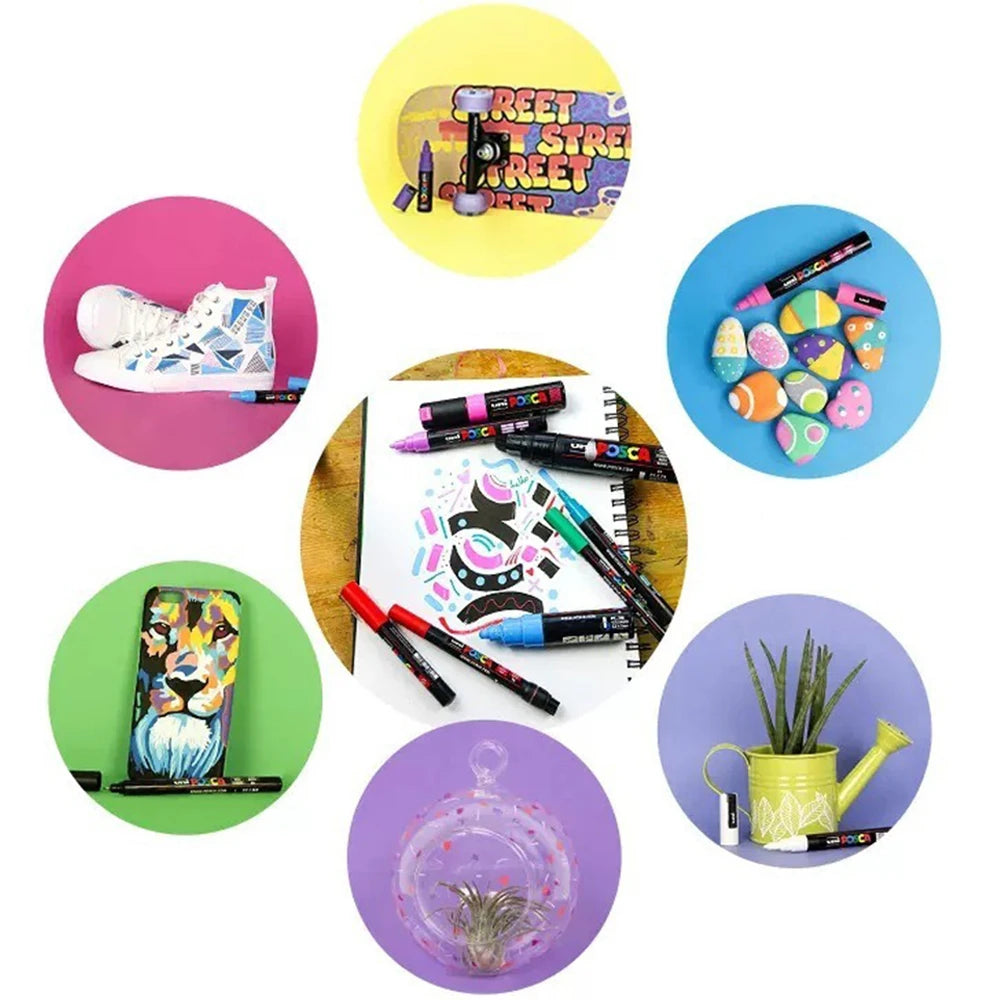 Uni POSCA PC-3M Marker Set - 24 Color Water Based Acrylic Art Markers for Poster Graffiti and Craft