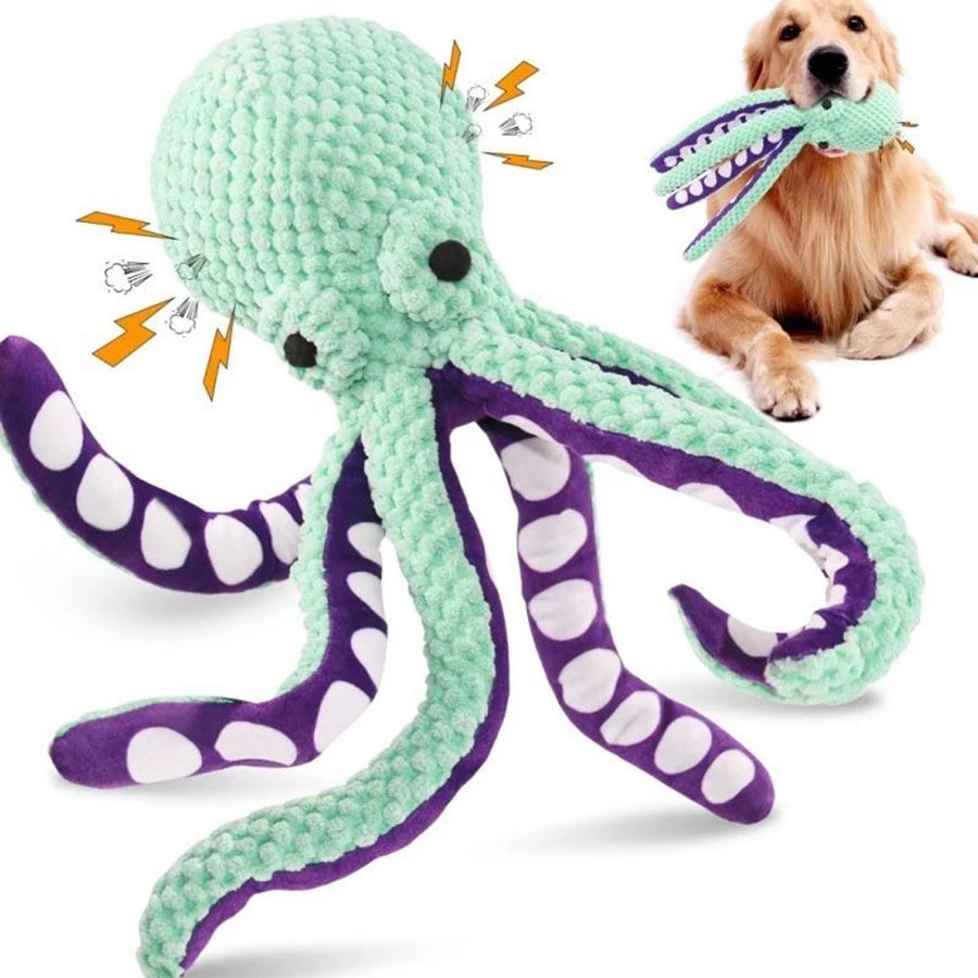 Dog Plush Octopus Squeaky Toy For Interactive Play