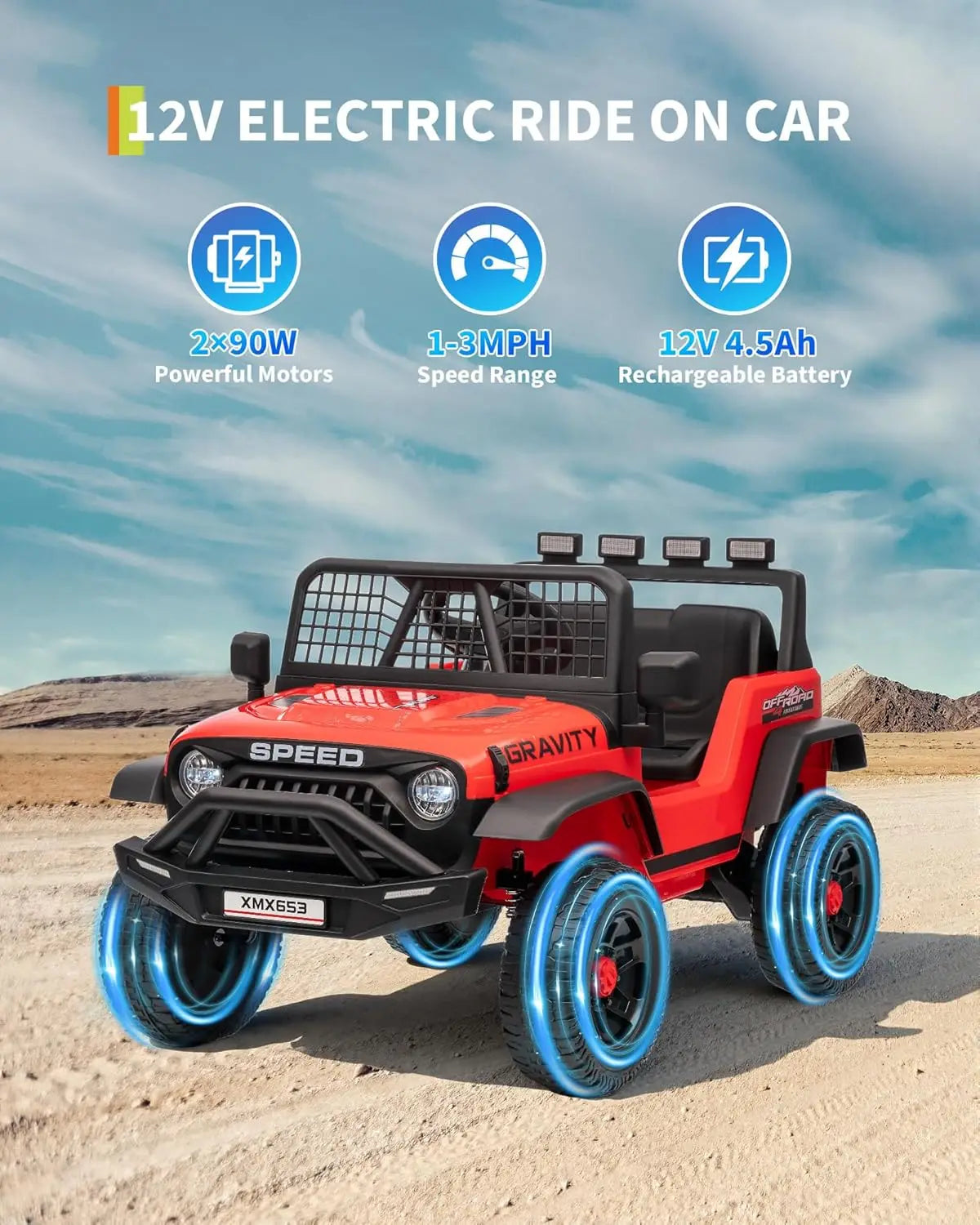 HiMISS 12V Ride On Truck Remote Control Horn LED Music