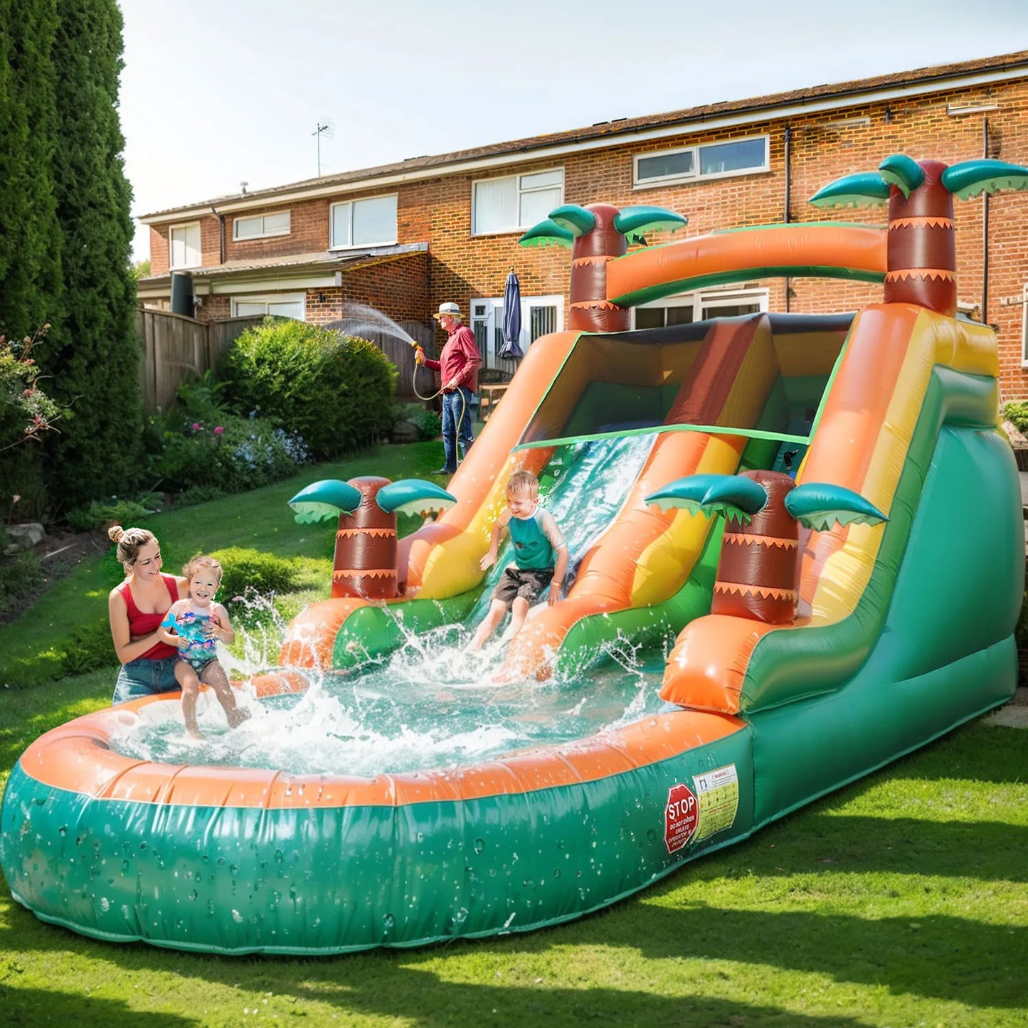King Inflatable Water Slide Pool - Double Slide Bubble Ball Fun For Kids Outdoor Summer