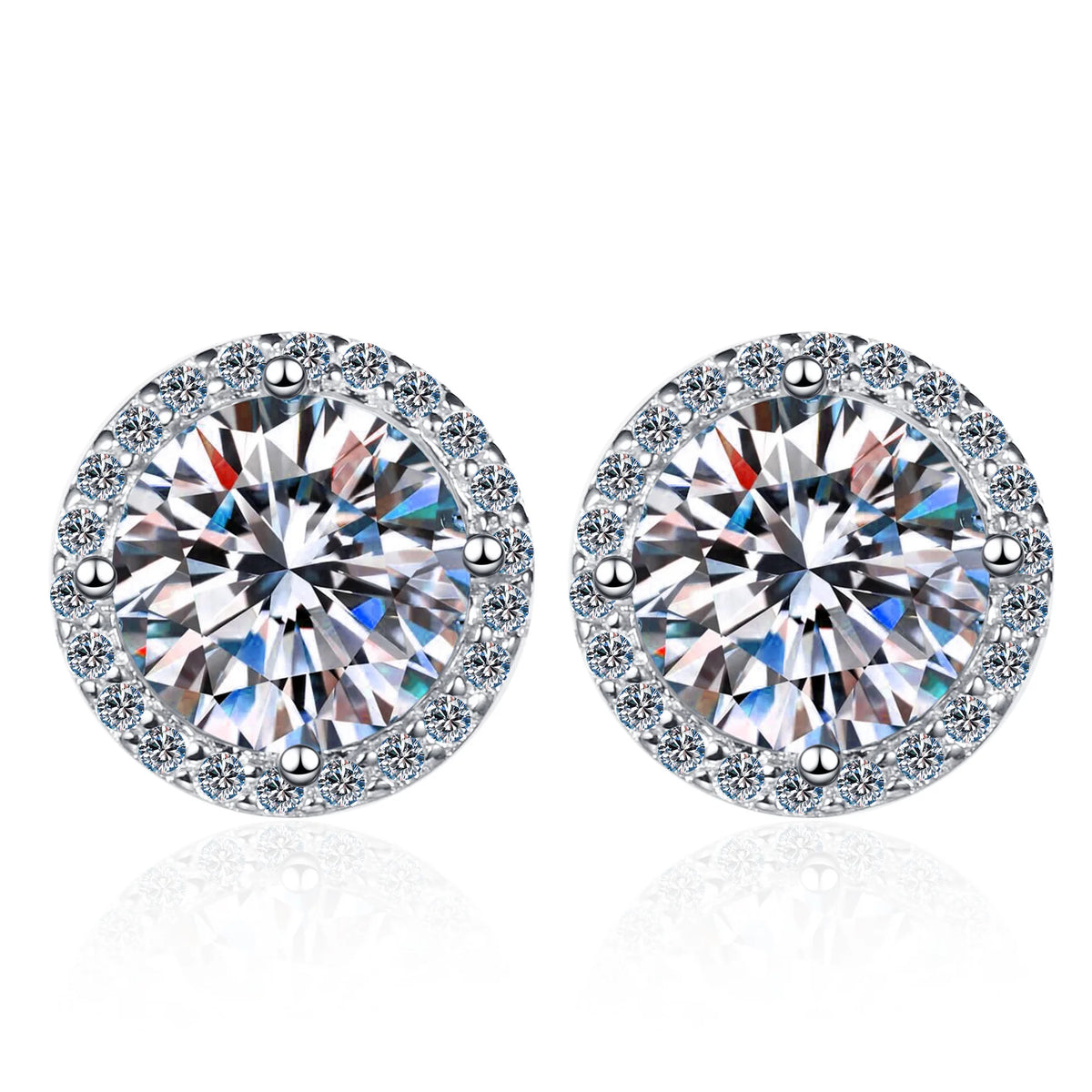 Premium Sterling Silver Moissanite Stud Earrings For Women