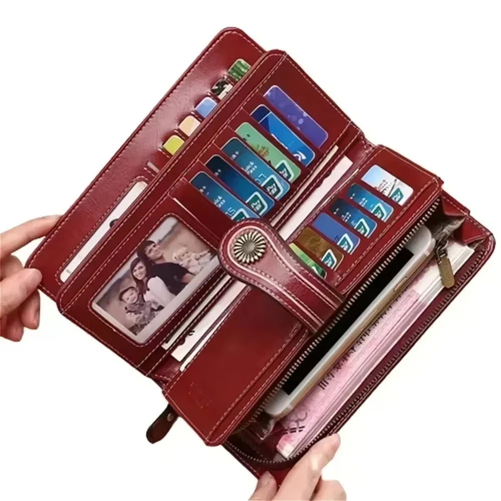 Anti Theft PU Wallet For Women Zipper Card Holder Purse