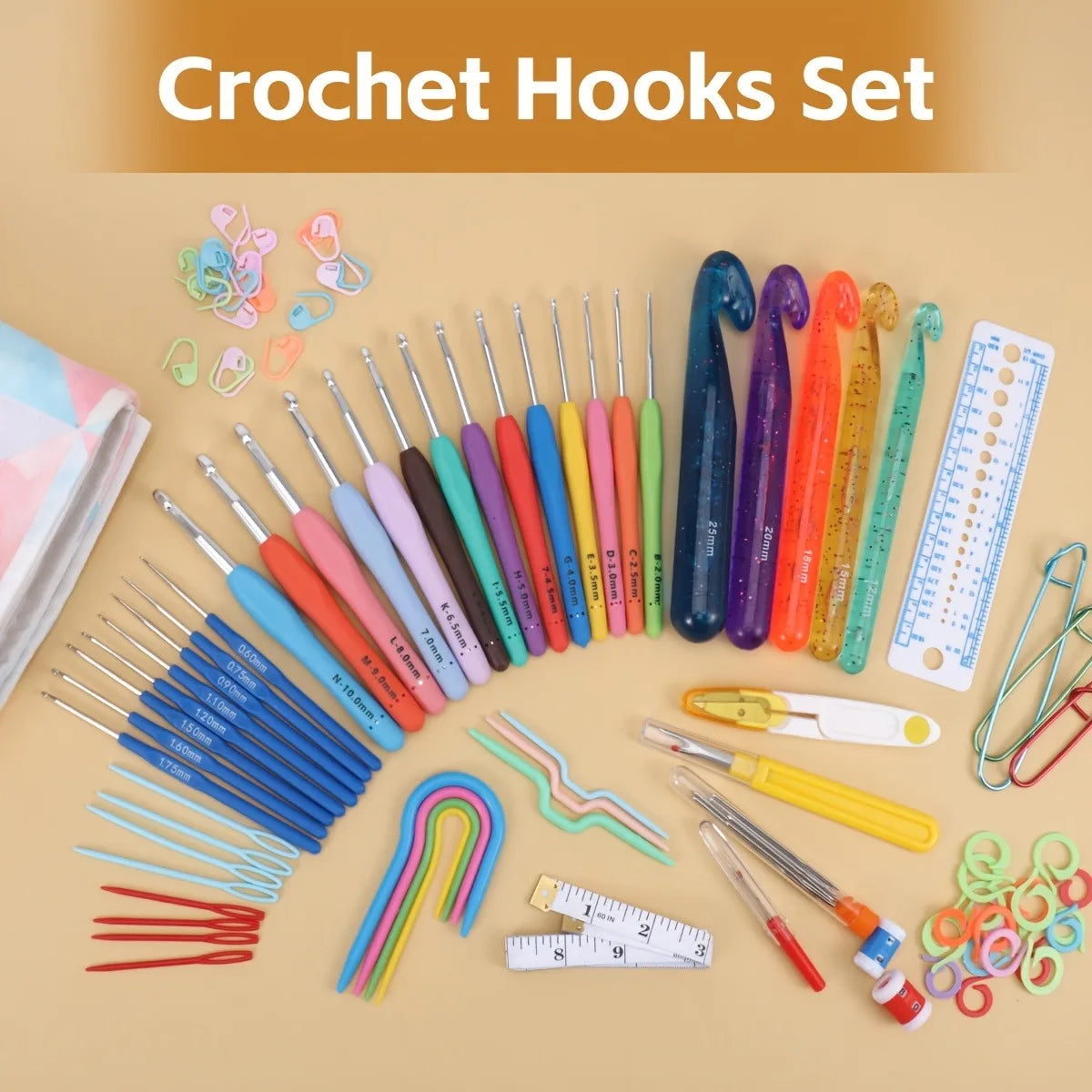 Ergonomic Crochet Hooks Set with Storage Bag and Craft Needles