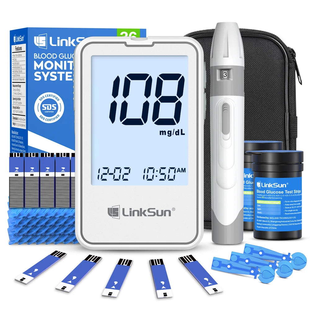 Linksun Blood Glucose Monitor 50 Strips Lancing Device