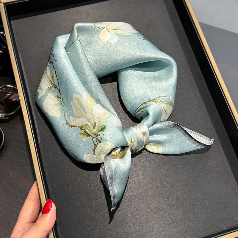 Runmei Mulberry Silk Scarf Bandana for Women Square Hijab Wrap