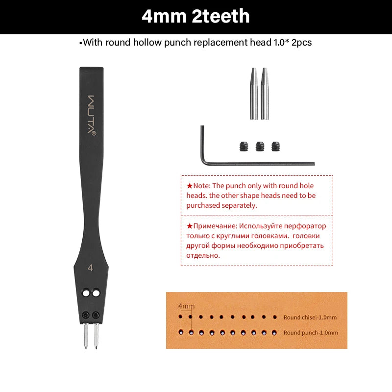 WUTA Leather Punch With Replaceable Pricking Iron Head Tool