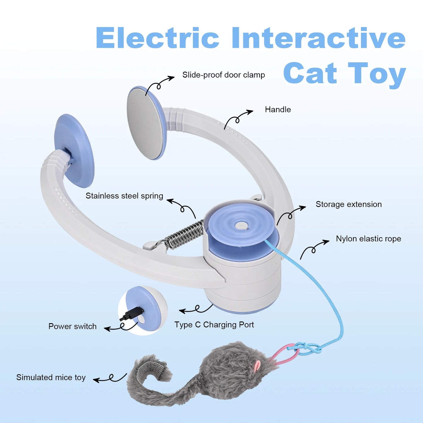 Cat Toys Electric Door Hanging Cat Toy Interactive Cat Toy USB Rechargeable Self Play Toy Retractable Kitten Toys