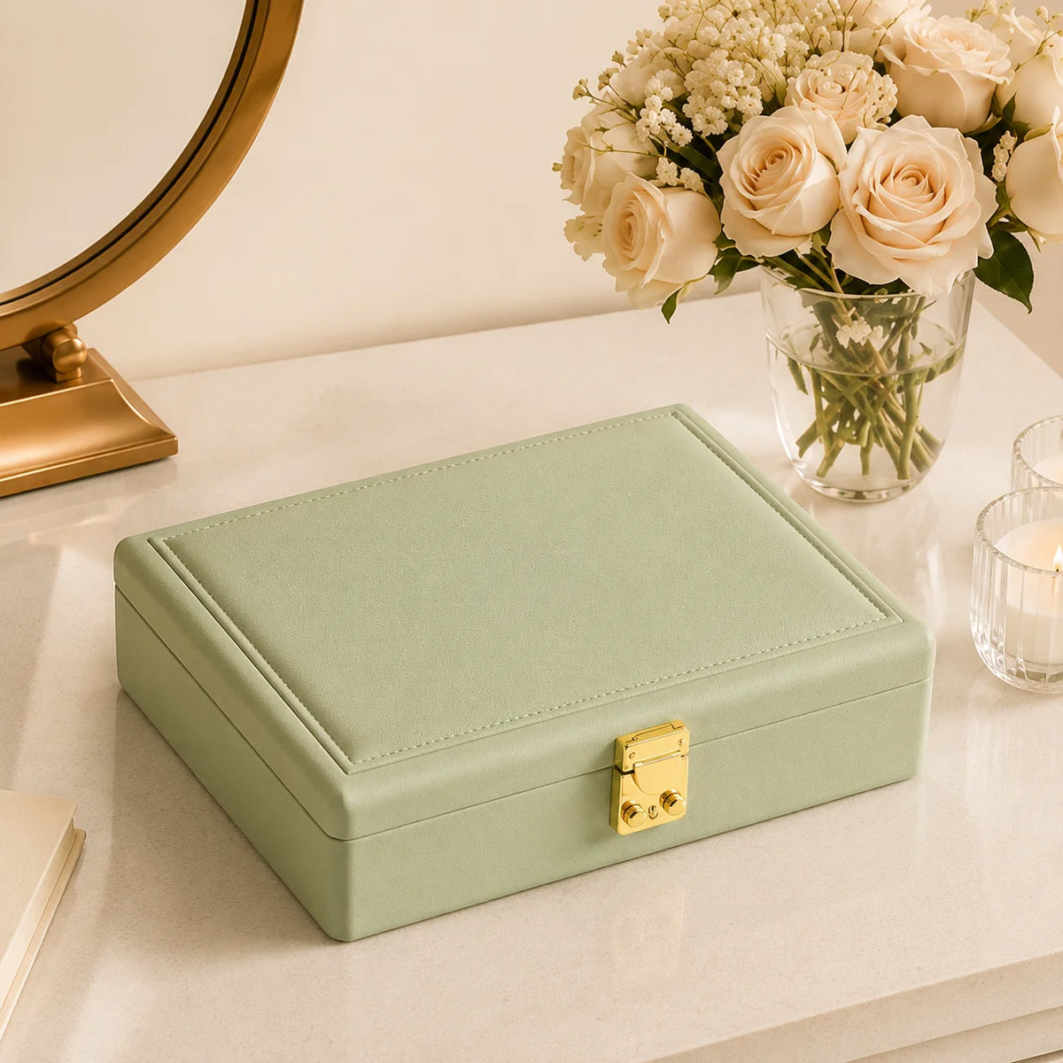 Oirlv Velvet Jewelry Organizer Box With Lock And Removable Dividers