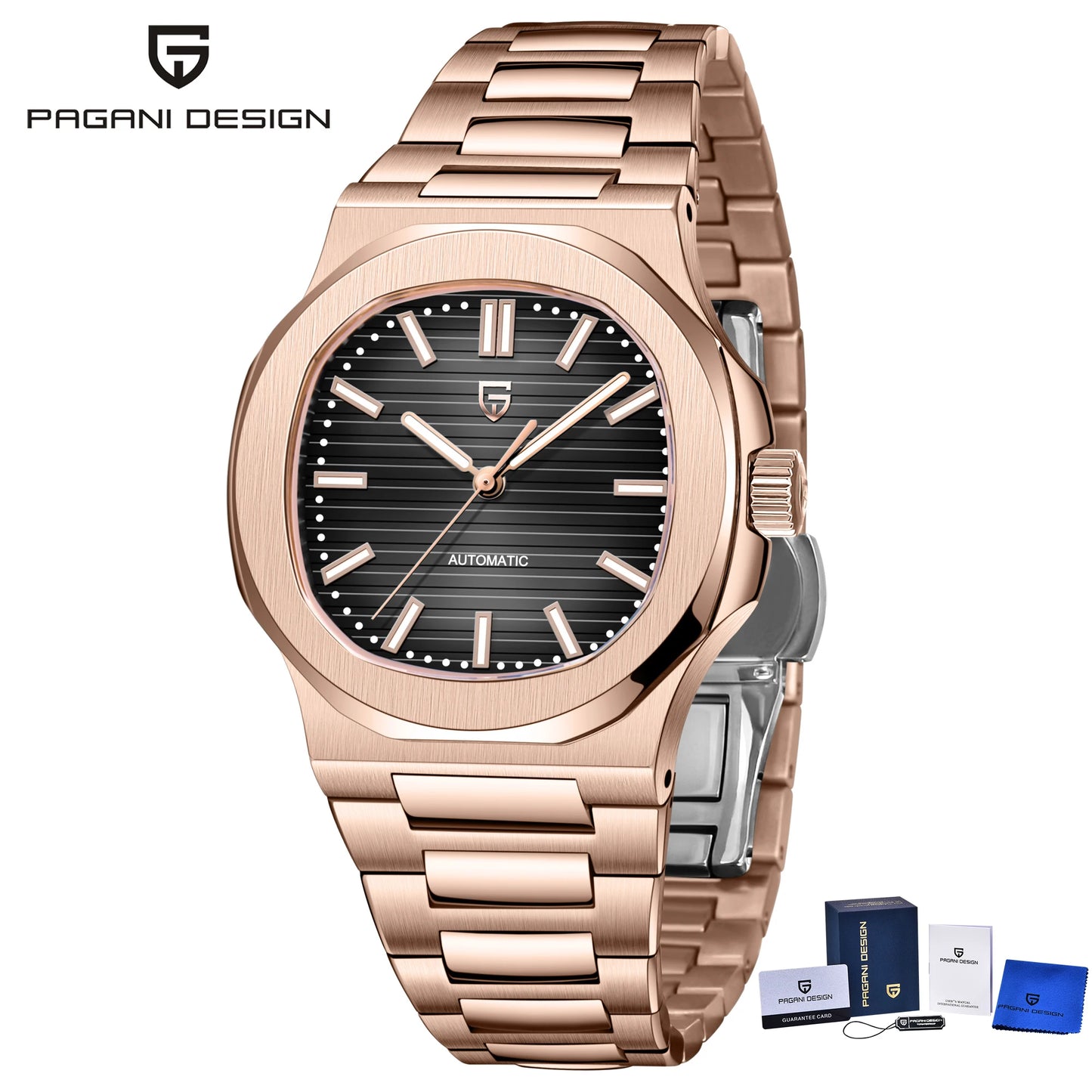 PAGANI DESIGN Men's Automatic Watch Stainless Steel Wristwatch