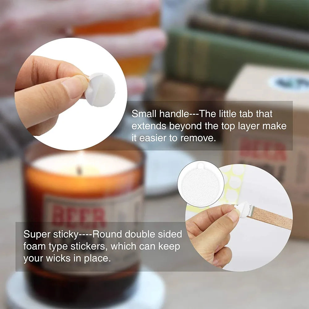 Candle Wick Stickers Heat Resistant Double Sided Adhesive For Wax