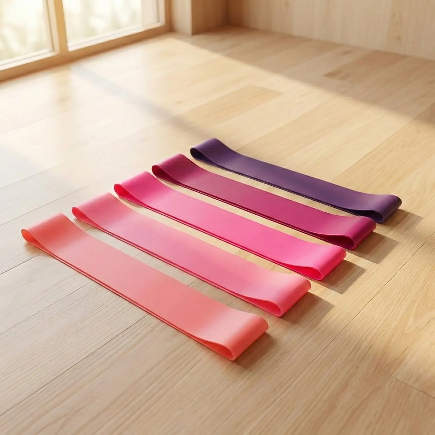 Five Piece Stretch Band Set With Varied Resistance Levels Latex