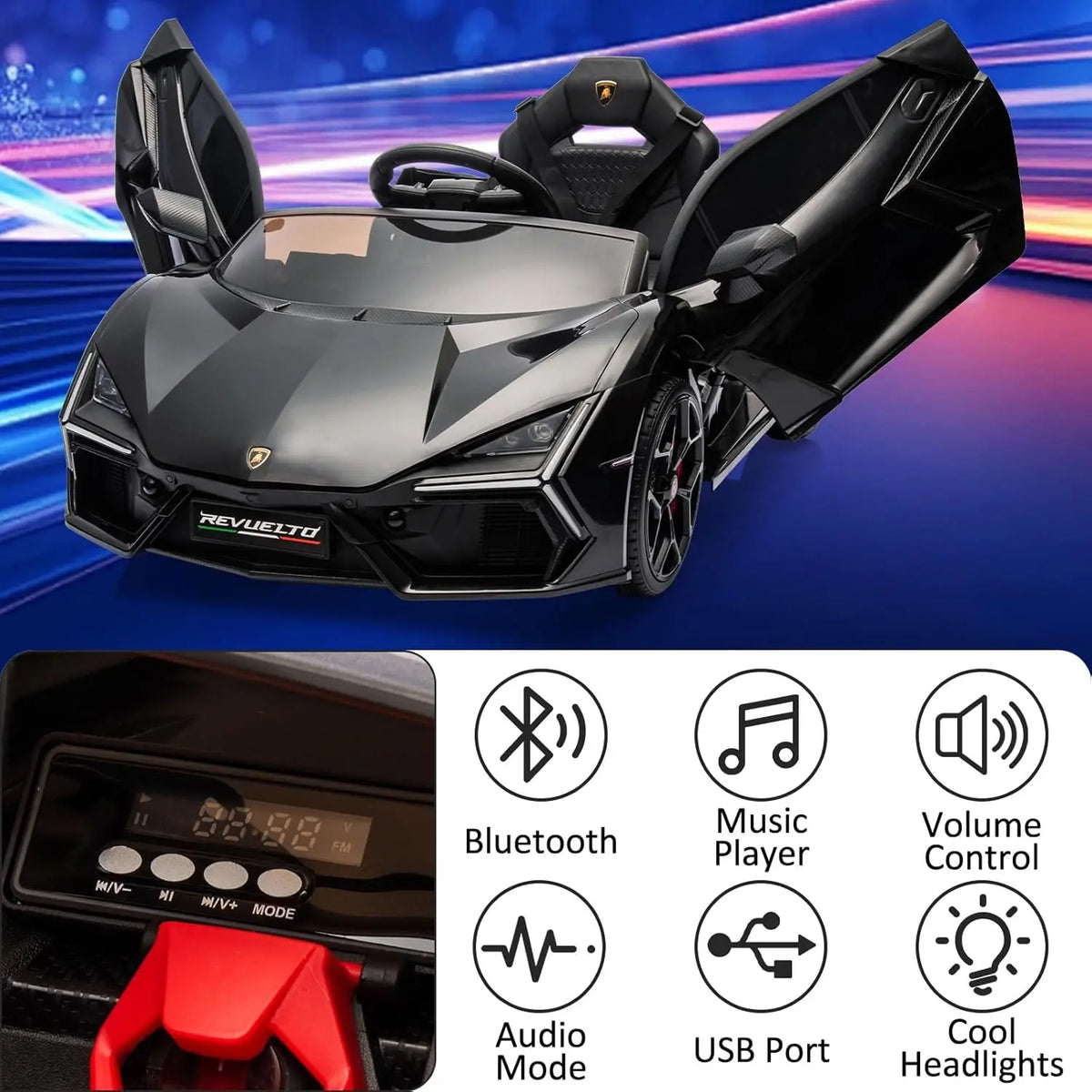 HiMISS Kids Remote Control Electric Ride On Car With Bluetooth