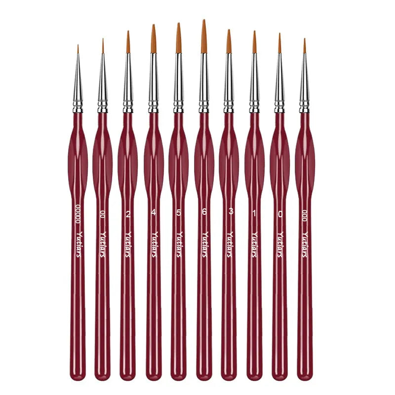 Miniature Detail Tip Paint Brush Set With Ergonomic Handles Acrylic