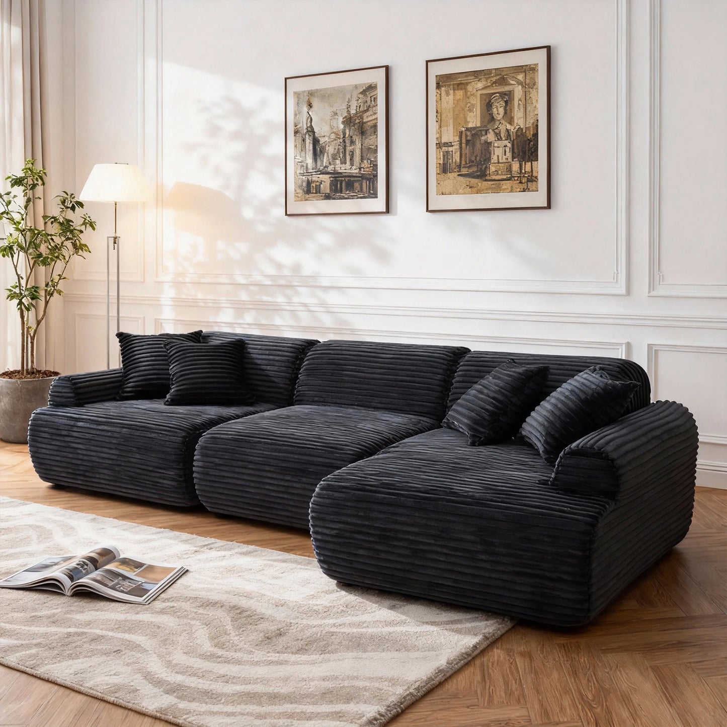 THOLASIS L Shaped Modular Leather Sofa For Family Spaces