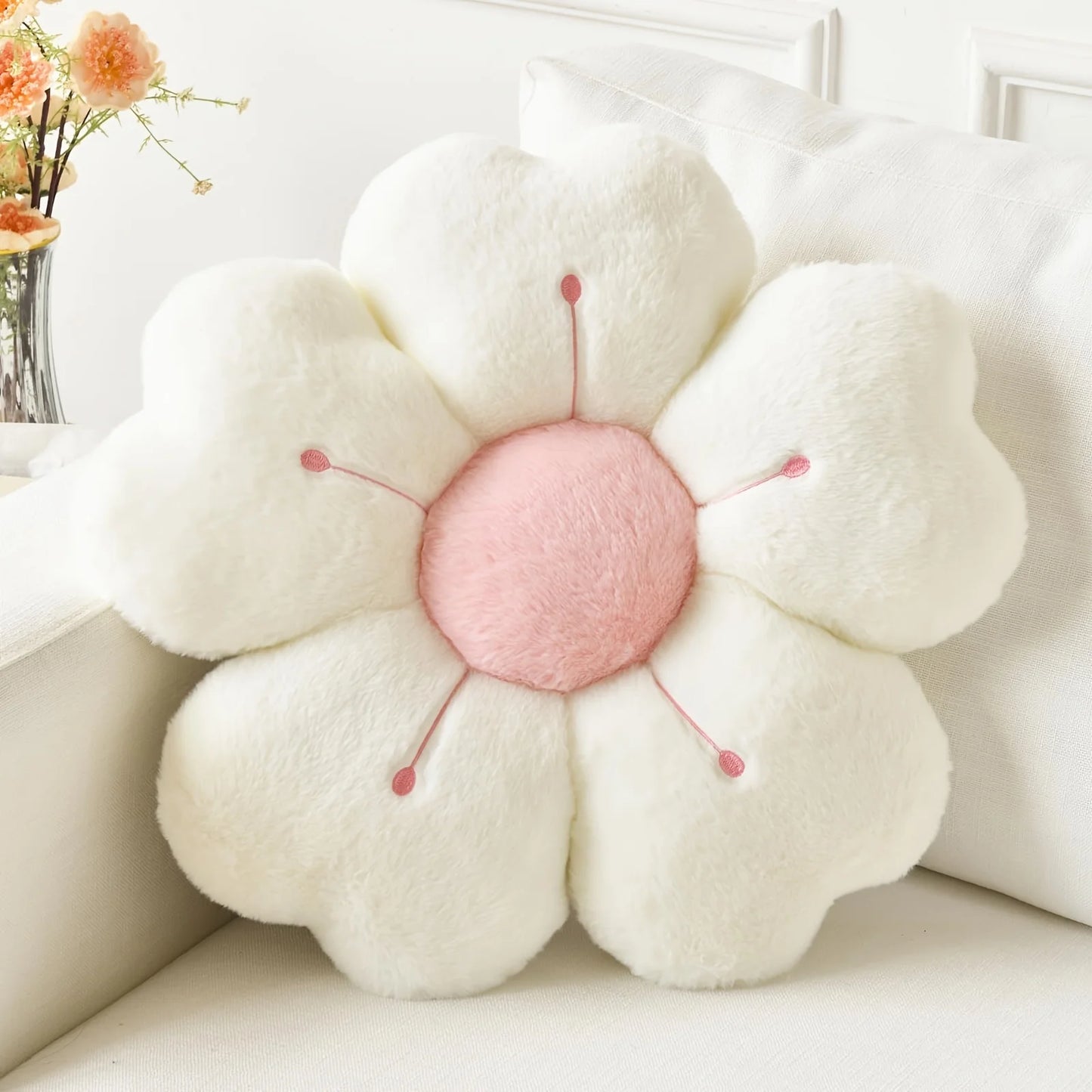 Soft Plush Daisy Flower Throw Pillow Cozy Decorative Cushion Bed