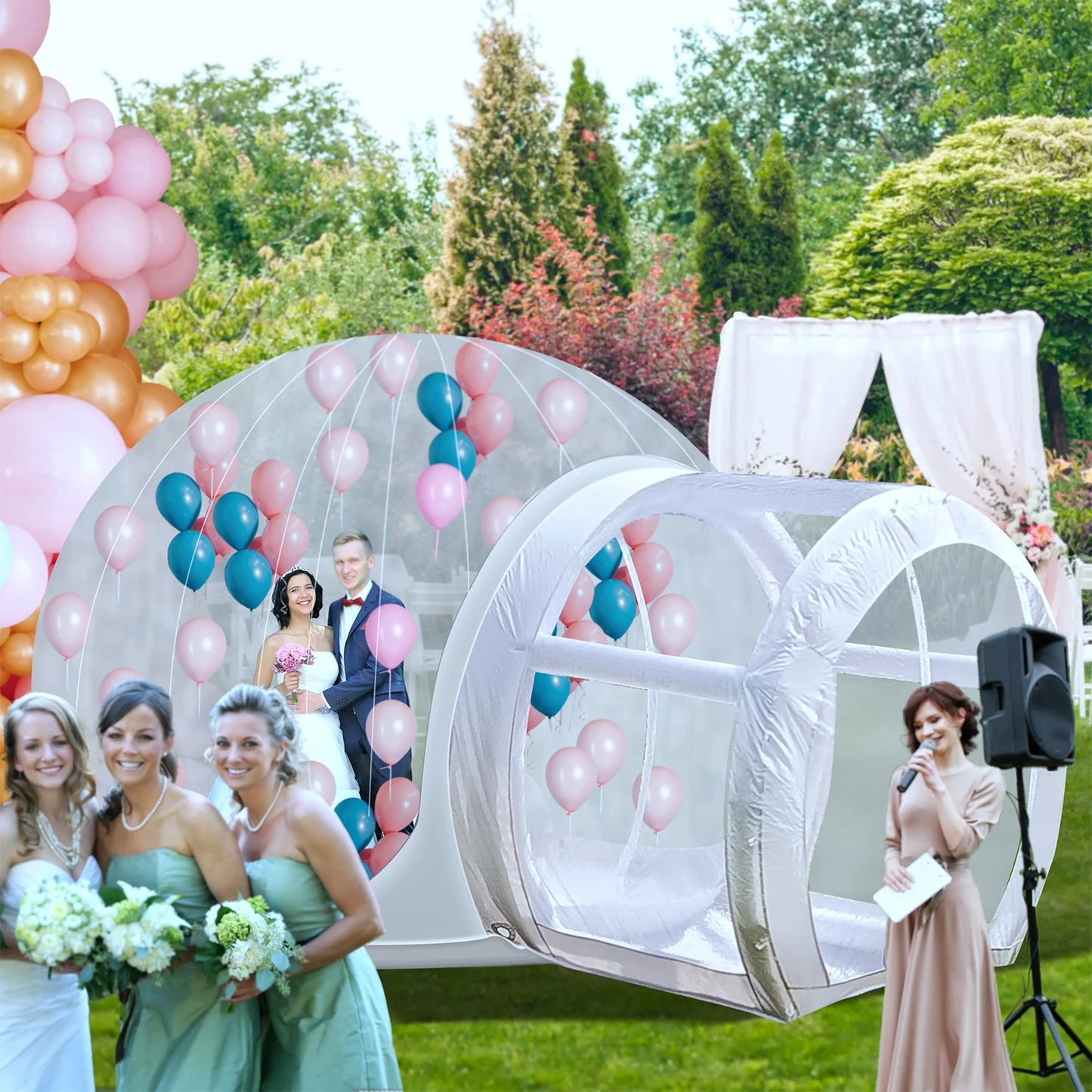 RTS Inflatable 3M 10ft PVC Bubble House Castle for Kids - 750W Blower and 100 Balloons