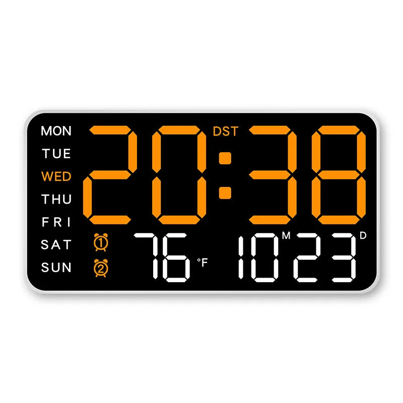 Digital Wall Clock With Temp Date Week Display Remote USB