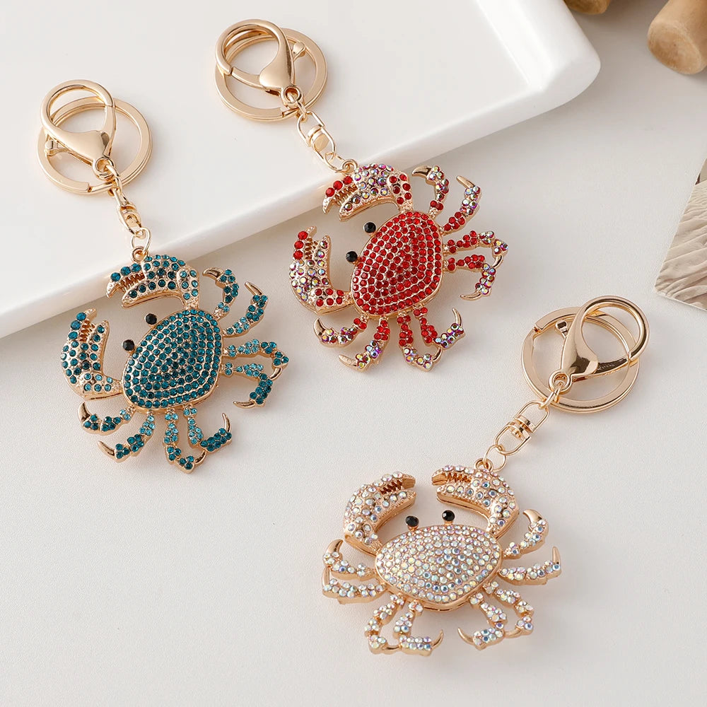 Shiny Crystal Crab Keychain Hawaii Beach Vacation Souvenir Gift