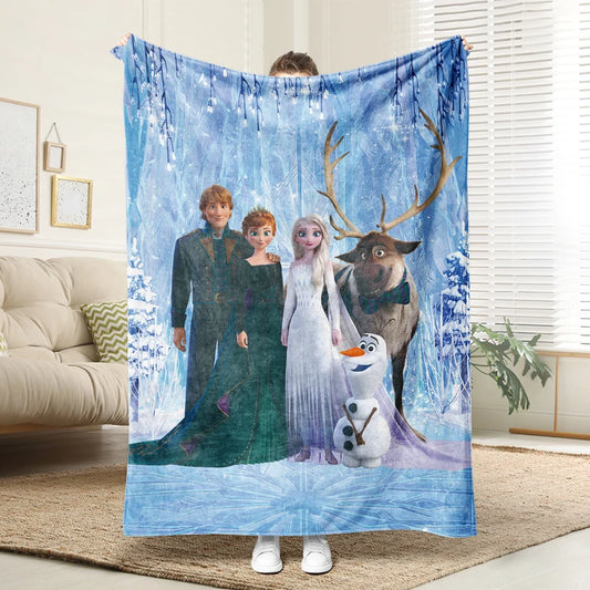 Disney Frozen Flannel Blanket Fluffy Cozy Throw Children Adult Nap Blankets Soft Bedding Sofa Blanket for Party Home Decorations