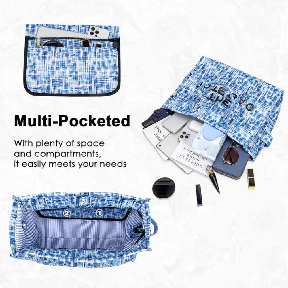 Denim Canvas Tote Bag For Women Large Capacity Casual
