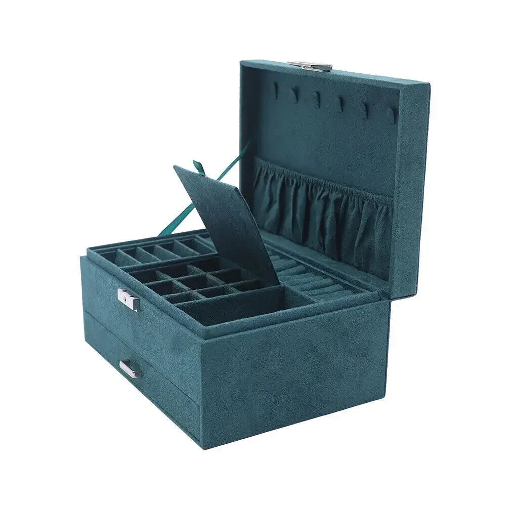 NONECN Lockable Jewelry Storage Case With Removable Tray And Mirror