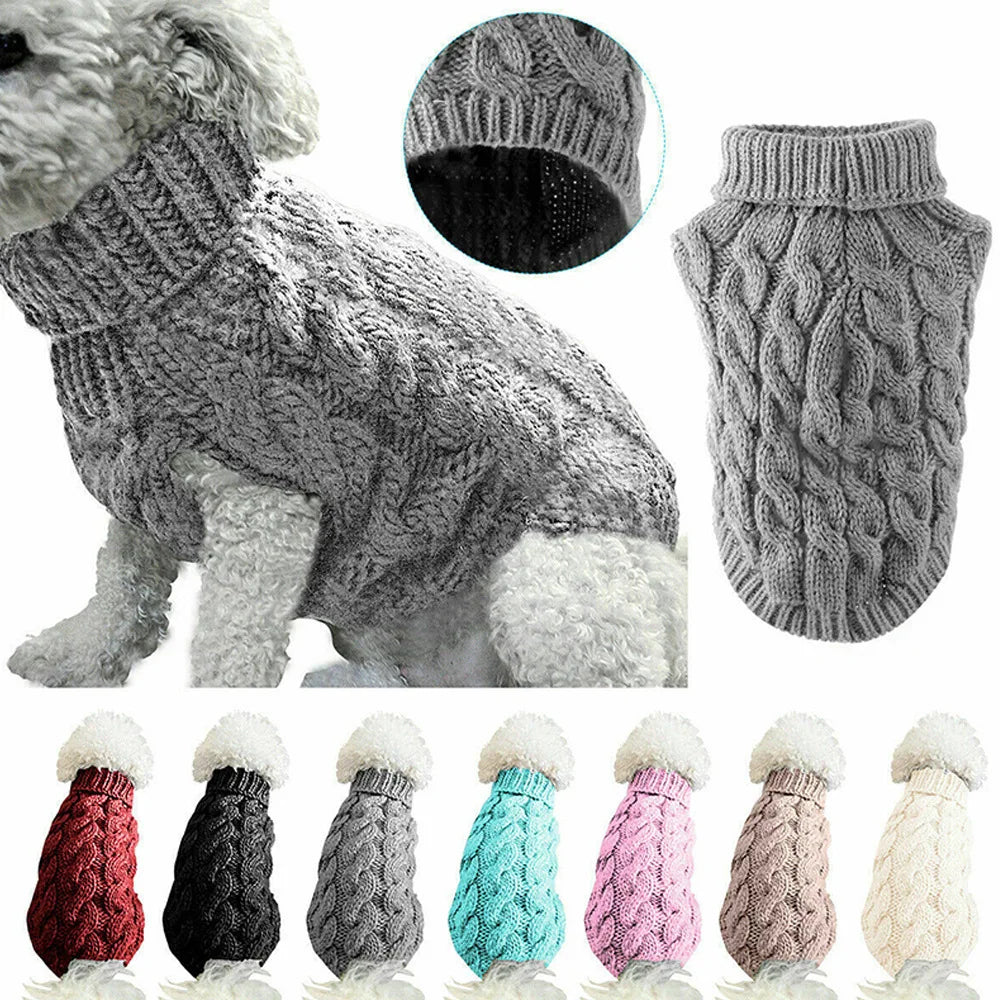 NONECN Dog Sweater Autumn Winter Solid Knit Warm Coat