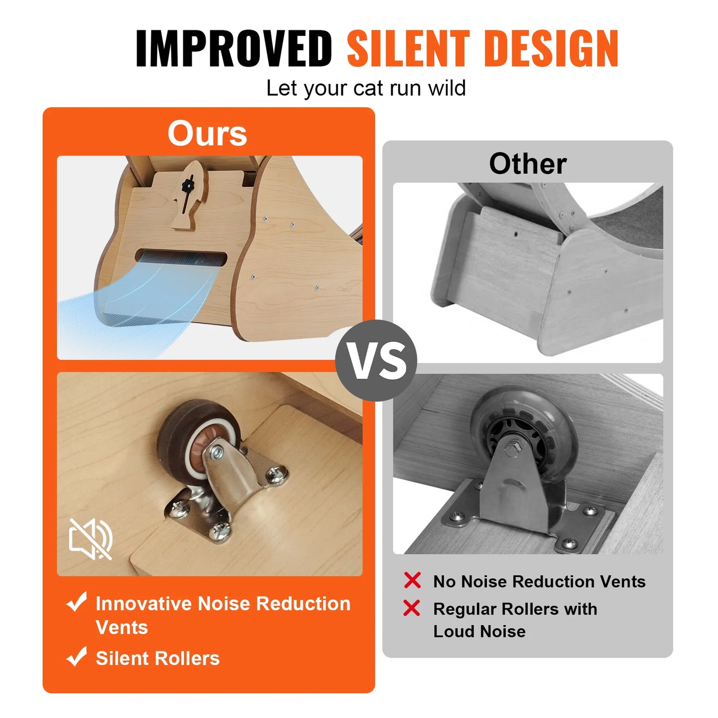 SucceBuy Wooden Cat Exercise Wheel Treadmill With Detachable Carpet