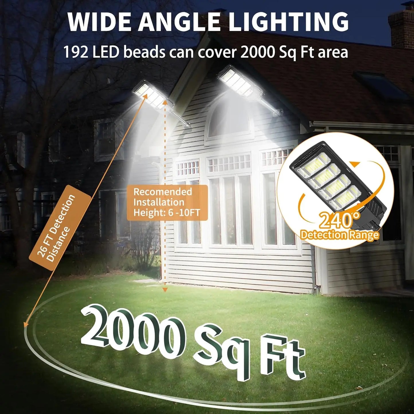 2Pack Solar Street Lights 120000LM Waterproof Dusk To Dawn Outdoor LED