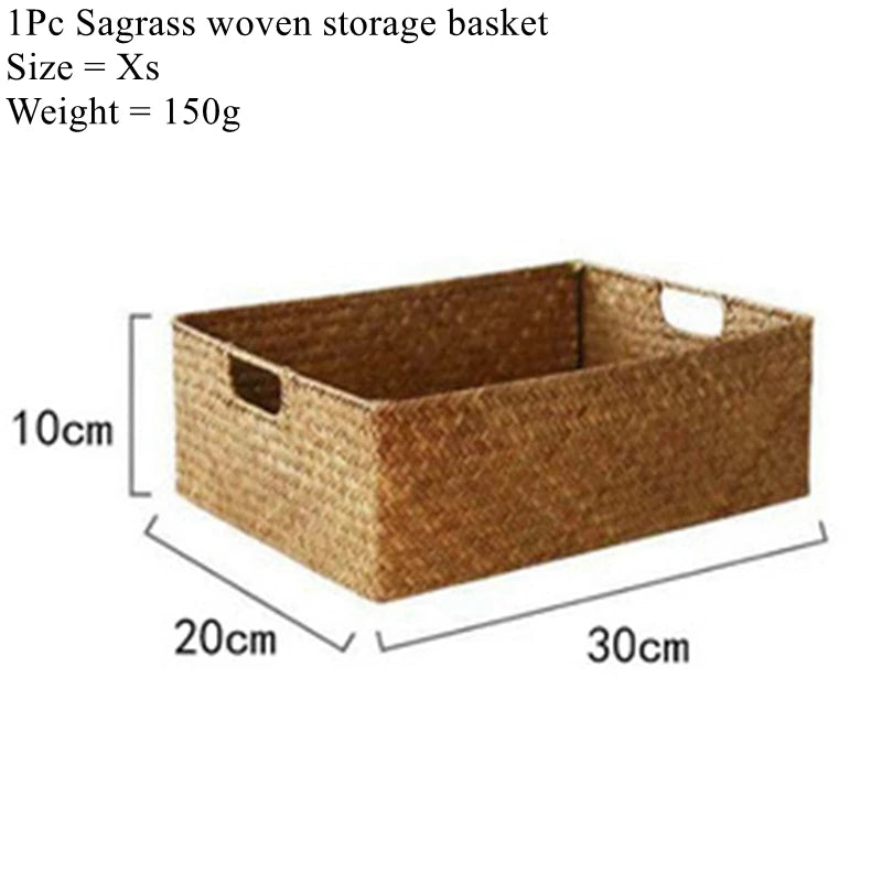 Natural Large Woven Seagrass Basket For Home Kitchen Storage