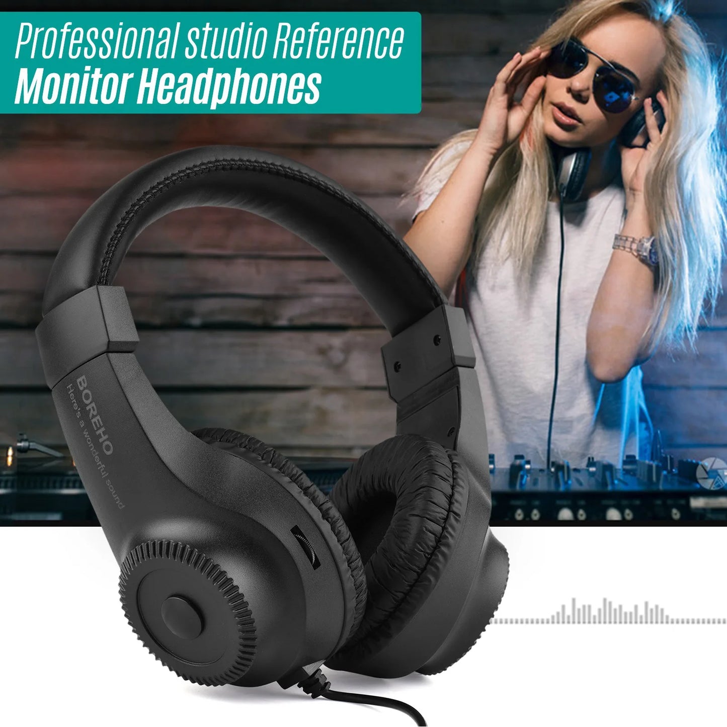 Docooler Wired Headset Self Adjusting Headband 6.5mm Jack Monitoring
