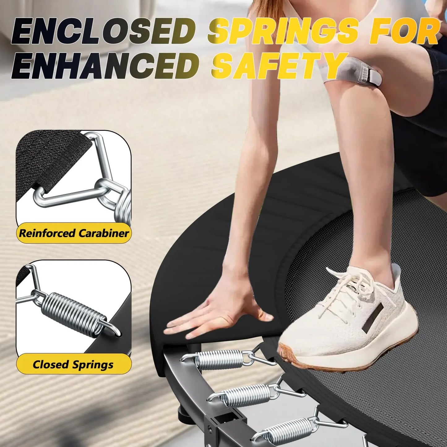 NONED Rebounder Trampoline For Adults With Adjustable U Bar Handle