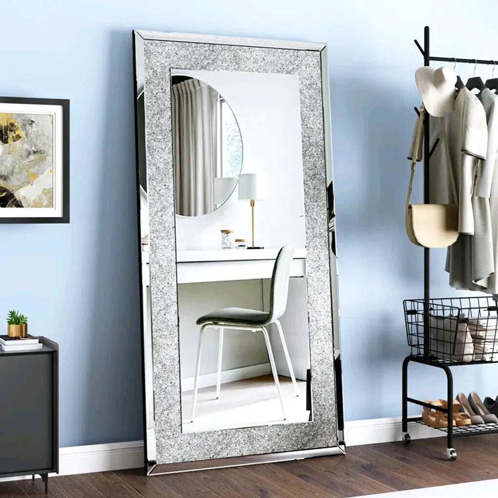 LUVODI ImpeccablyLuxurious Sparkling Crystal Rhinestone Frameless Vanity Mirror Wall Mount