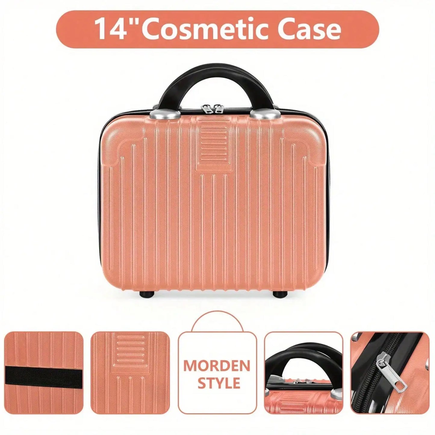 2 Piece Hardside Luggage Set Airline Approved 4 Wheels Cosmetic Case
