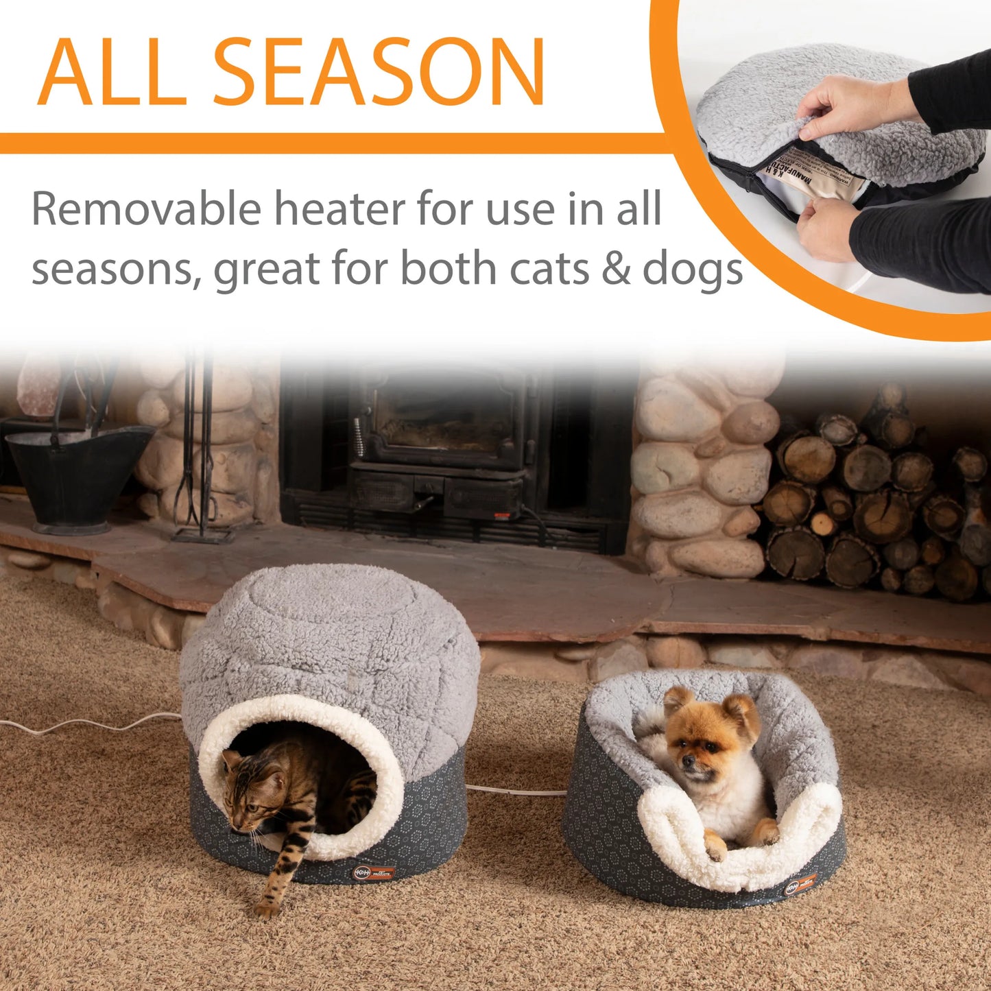 Heated Cat Bed With ThermoPet Nest Design For Cozy Cats