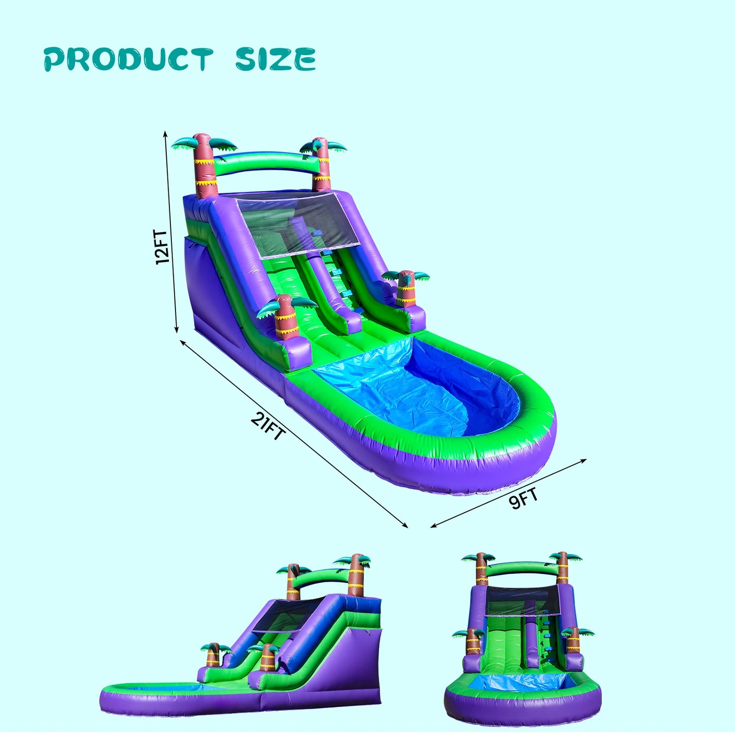 RTS Inflatable Bounce House Tropical Water Slide - Giant Commercial PVC Outdoor Fun For Kids Parties